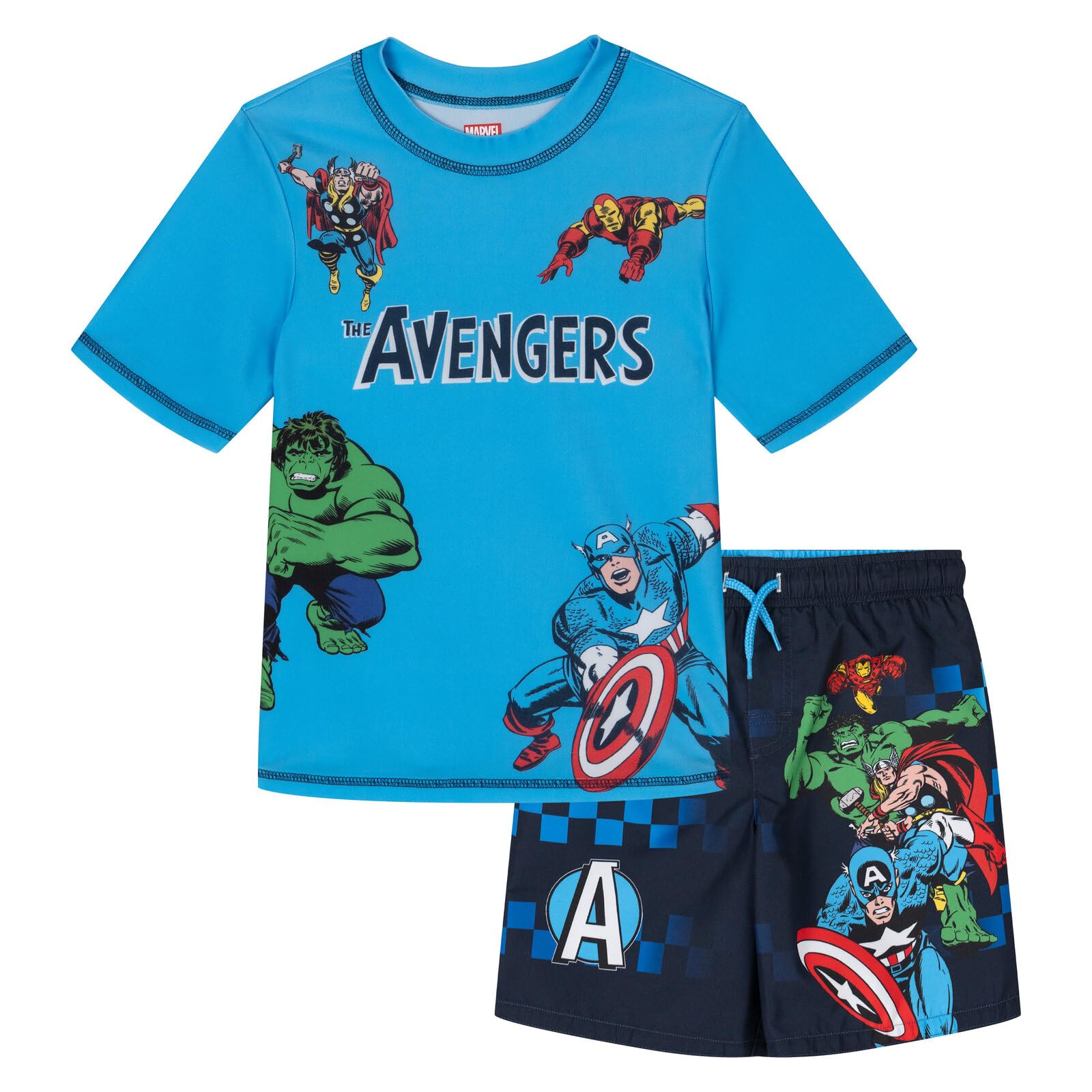 Marvel Boys' 2-Piece Rash Guard and Swim Trunks Set Toddler to Big Kid