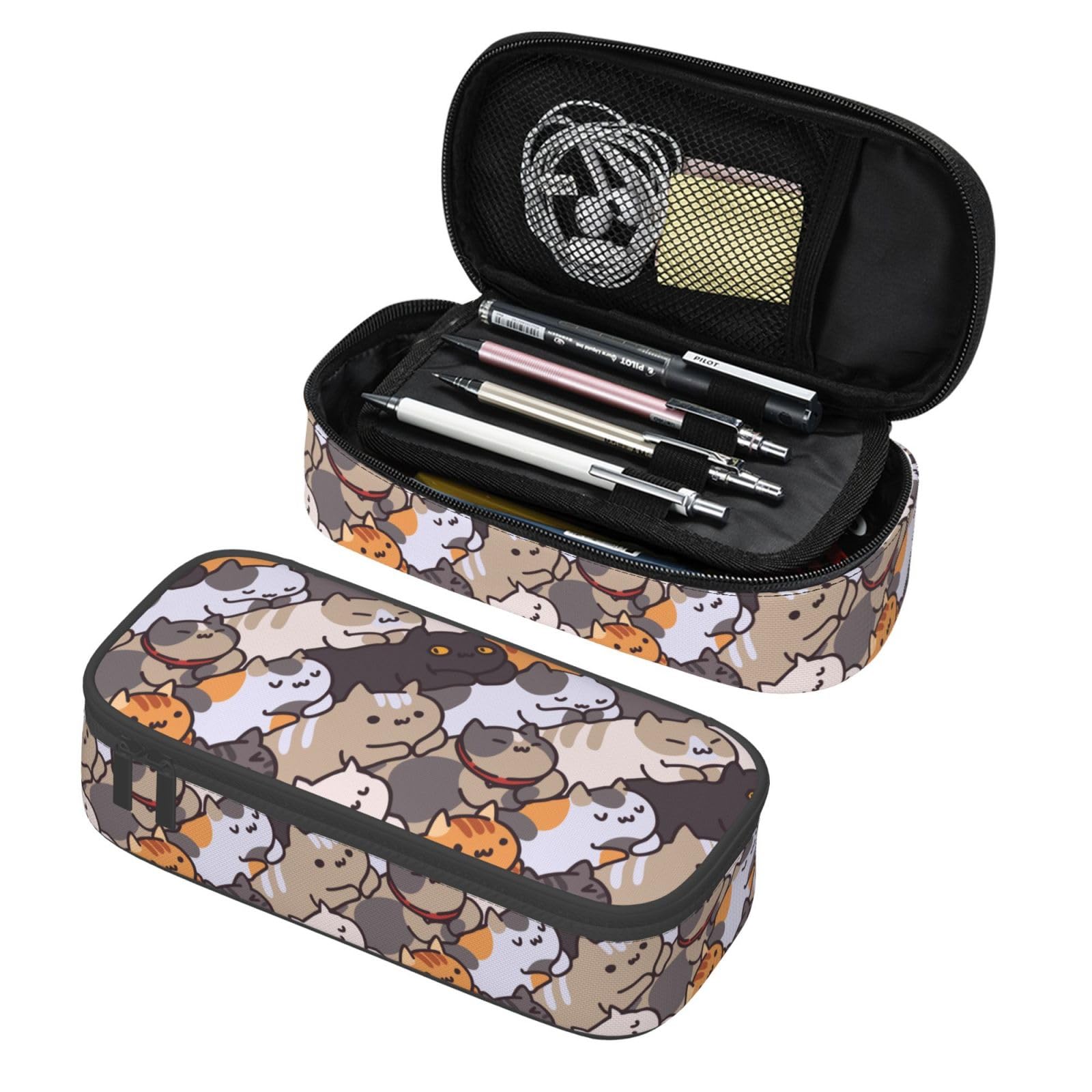 Cat Cartoon Face Pencil Case Organizer Big Capacity Pencil Pouch Stationery With Zipper School Supplies Pencil Bag For Girls Boys Office