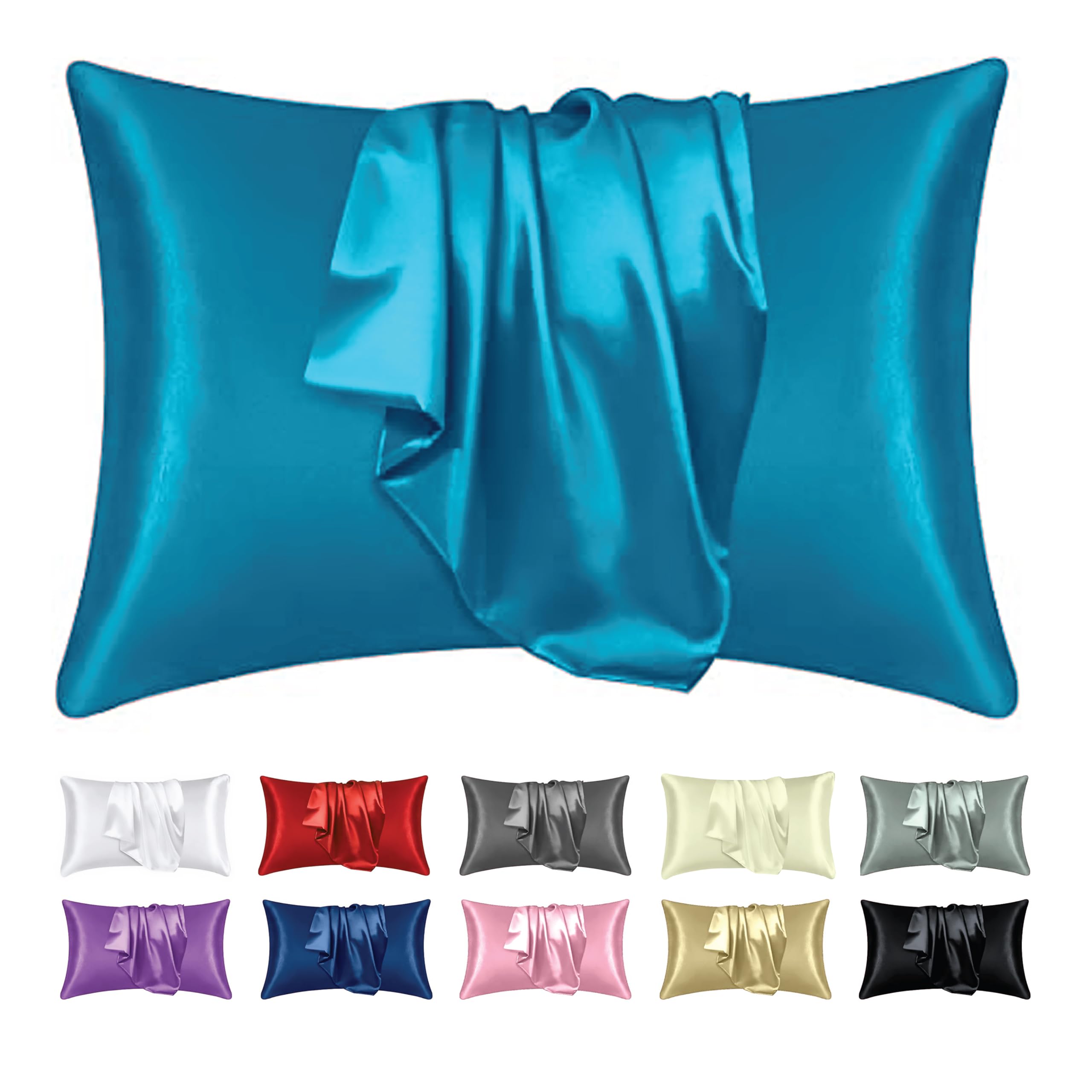 EV DEKOR Pillow case Teal 2 Pack Pillows Stain Silk pillowcases 75X50 (“29.5 X 19.6”) Size Silky Soft Pillowcase Brushed Microfiber