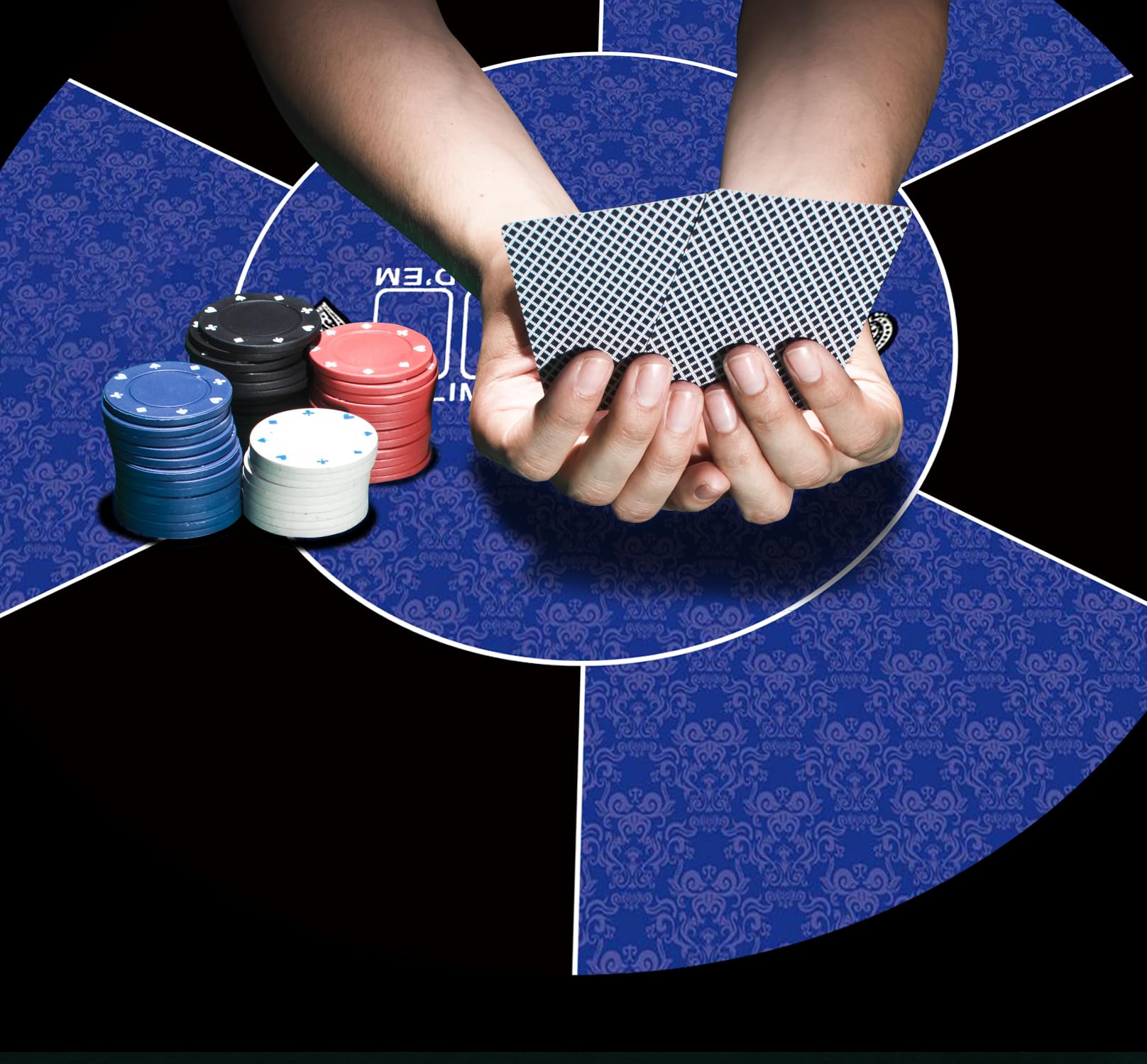 Tapete de póquer redondo de 24 pulgadas para mesa de póquer portátil Texas Holdem con diseño Art Deco de superficie lisa, juego para jugadores en todas partes