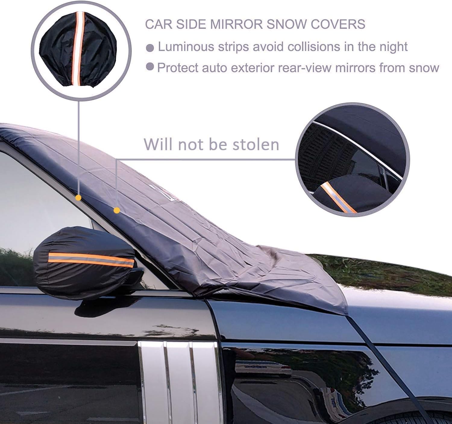 Windshield Snow Cover (Non-Scratch), ZACAR Windshield Cover with Mirror Covers for Ice and Snow, Blocking Snow, Sun, Fallen Leaves, Bird droppings. Fits Most Vehicle, Easy to Install