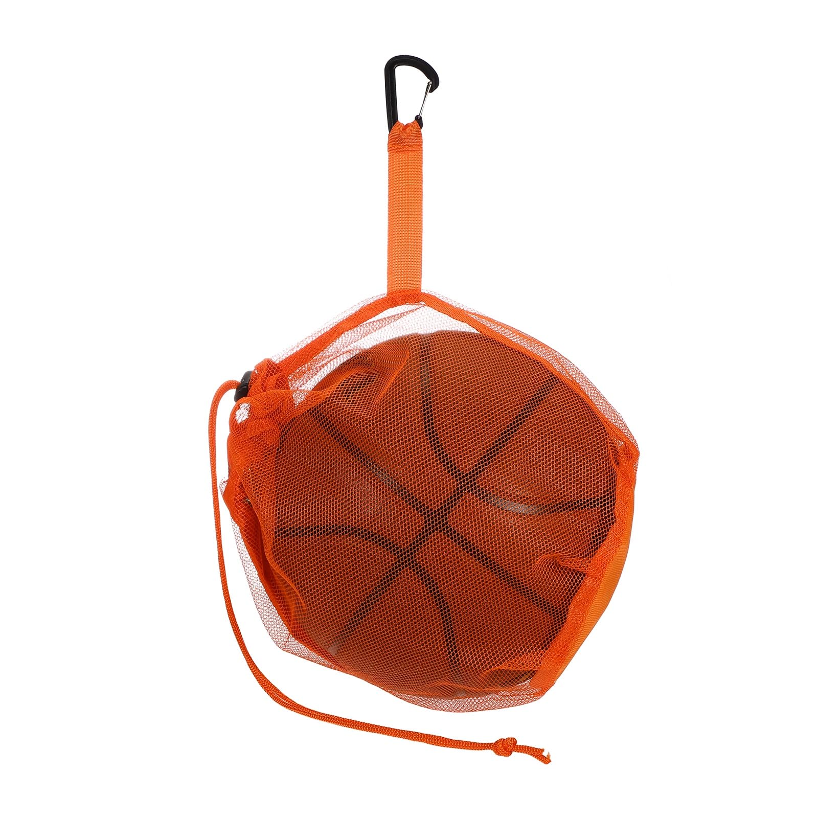 YELARXI Single Mesh Ball Bag, Ball Storage with Zipper Pocket Drawstring Mesh Carry Bag with Clip Sling Back 13 x 6 & Orange - Fit for (Basketball/Soccer/Volleyball/Football/Rugby)