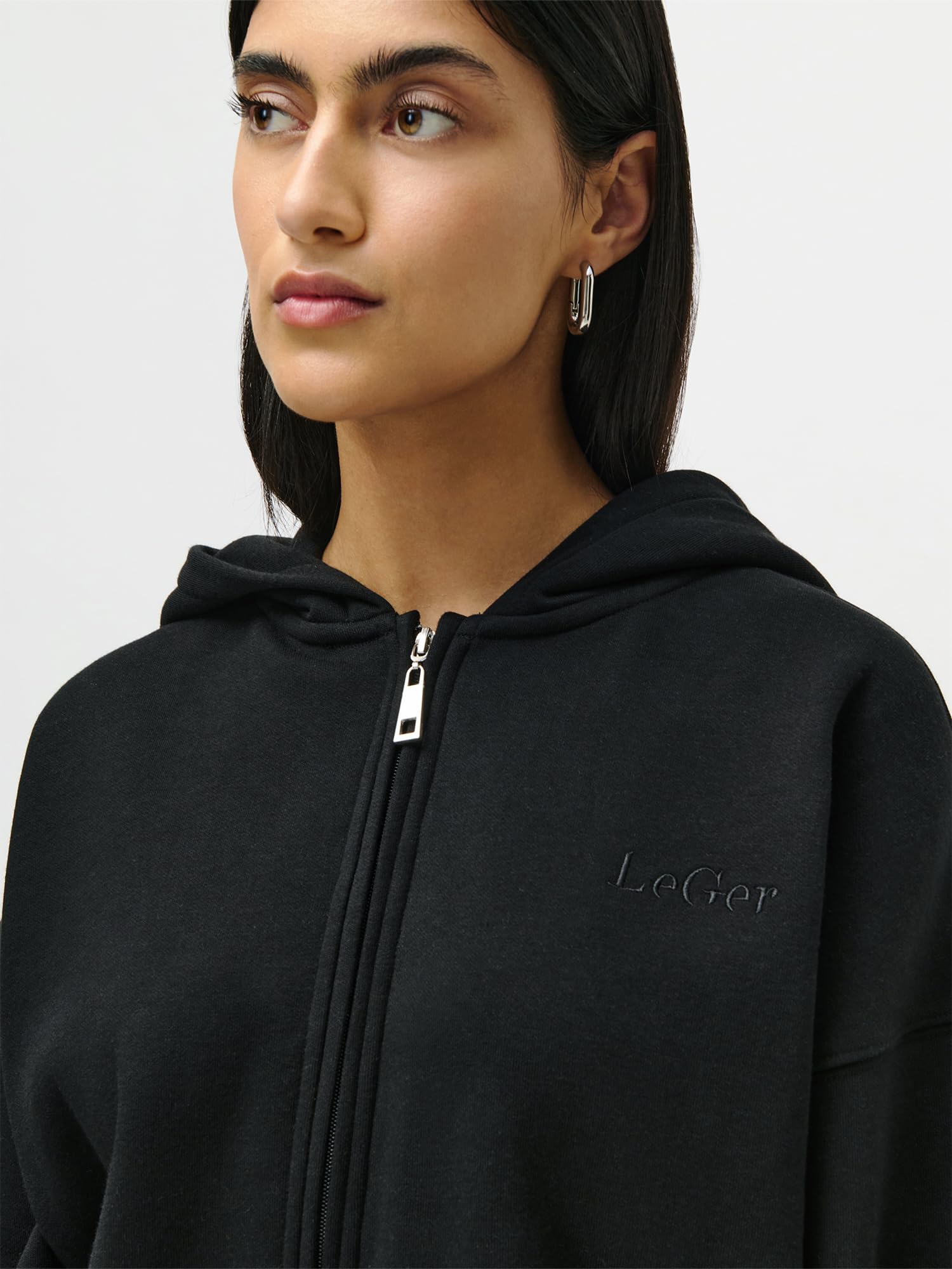 LeGer Fenna Sweatjacke - Jacke Damen mit Reißverschluss - Oversized Passform - Kapuzenjacke aus Baumwolle - Mode für Damen - by Lena Gercke - Gr. 34-44
