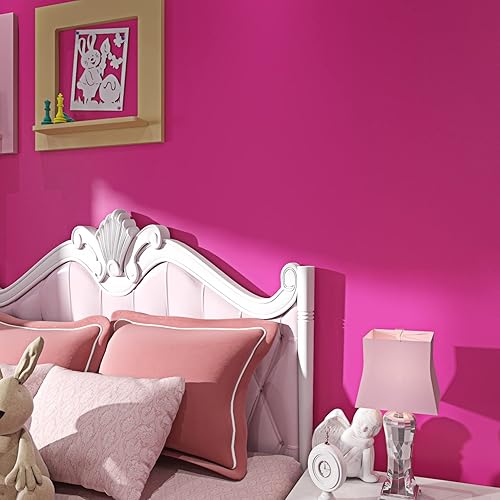 Miniatura 5 de Livelynine Papel tapiz adhesivo rosa intenso de 15.8 x 197 pulgadas para dormitorio, niñas, adolescentes, habitación de niños, guardería, cubículo,