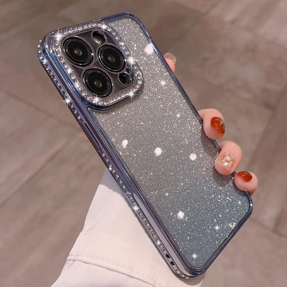 Coque strass pour iPhone 14 Pro Max effet diamant bleu - 7