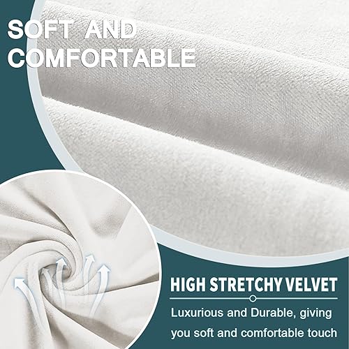 Miniatura 10 de Juego de 4 fundas de terciopelo para sillas de comedor, fundas elásticas extraíbles y lavables para sillas de comedor, fundas protectoras para