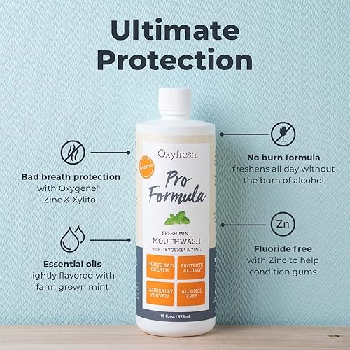 Miniatura 2 de Oxyfresh Pro Formula - Enjuague bucal de menta fresca, enjuague bucal patentado de zinc para un aliento fresco, encías saludables y tratamiento
