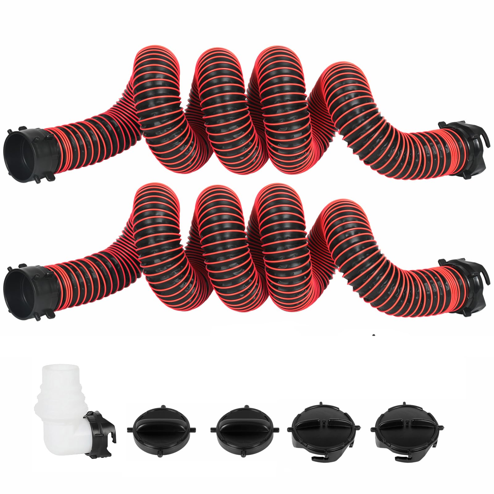 20FT RV Sewer Hose with Bayonet Fittings and 4-in-1 Adapter Elbow