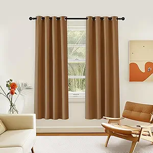 NICETOWN Room Darkening Curtain for Living Room - Energy Saving Thermal Insulated Grommet Room Darkening Curtain/Drape for Bedroom (1 Panel, 46 by 72, Gold Brown)