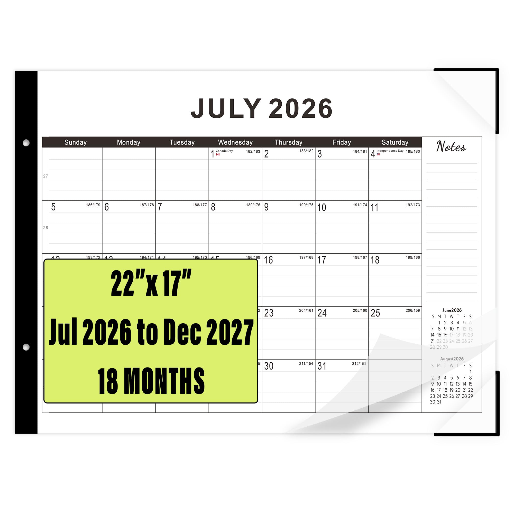 Duży kalendarz biurkowy 2025-2026, 18 miesięcy styczeń 2025 - czerwiec 2026, podkładka na biurko 56 cm x 43 cm