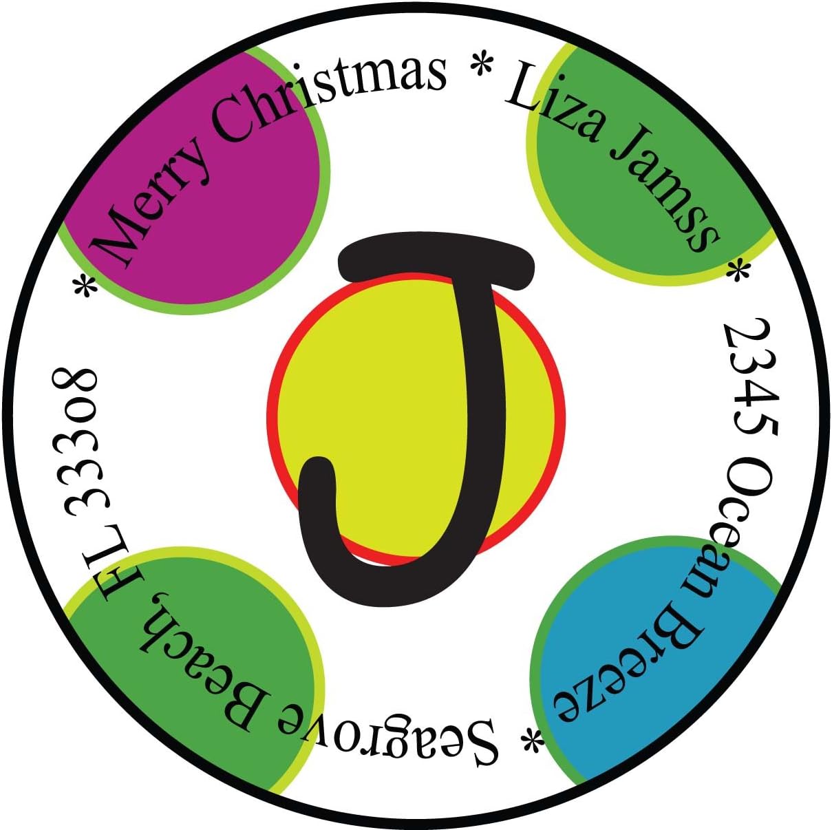 72 White 1.67" Round Christmas Address Labels / Holiday