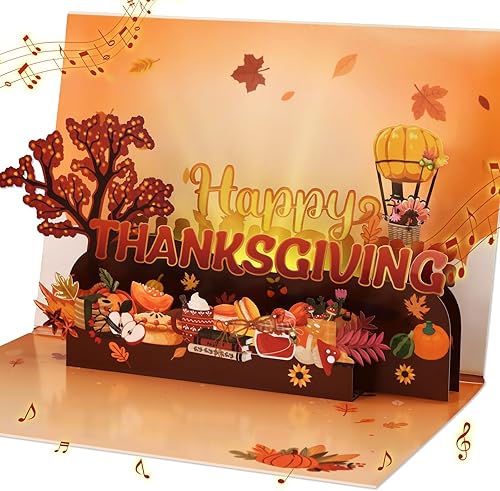 Miniatura 8 de D4DREAM Tarjeta desplegable de pavo de Acción de Gracias para niños, tarjetas de felicitación 3D de Acción de Gracias, tarjetas de felicitación de
