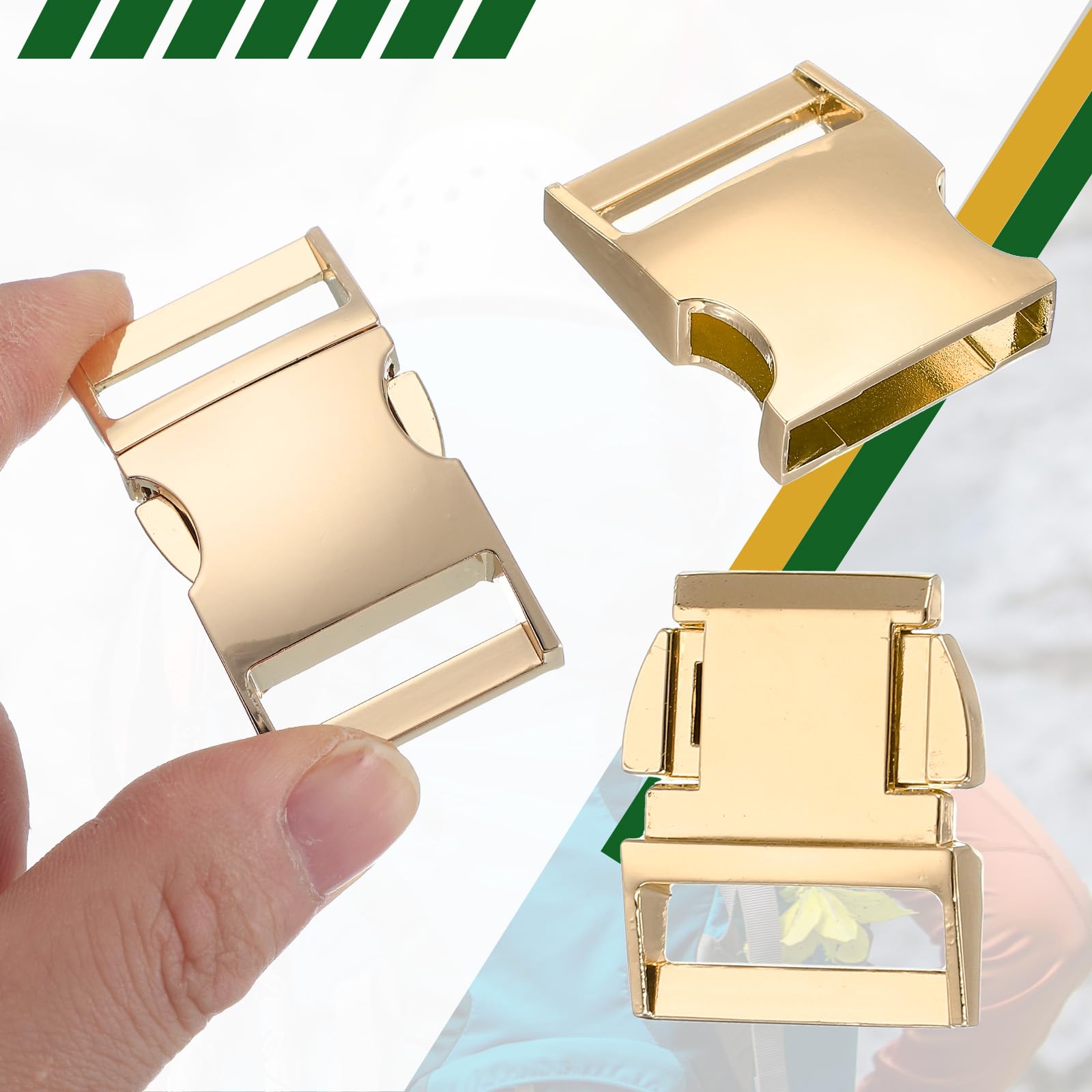 PATIKIL Metal Buckle, 4 Pack Quick Side Release Clips for Luggage Belt Strap Backpack Webbing(0.6" x 1.3", Gold) - Image 3