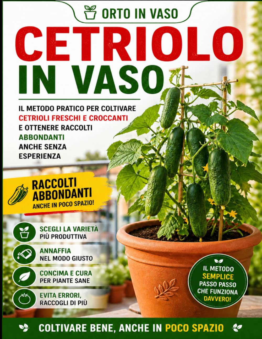 Cetrioli in vaso: Il metodo Orto in Vaso per coltivare cetrioli sani, produttivi e gustosi anche su balcone e terrazzo