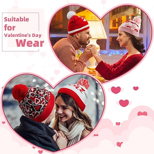 Miniatura 4 de Ramede 6 sombreros de punto para el día de San Valentín, sombrero de Mardi Gras, sombreros del día de San Patricio, sombrero de punto de invierno