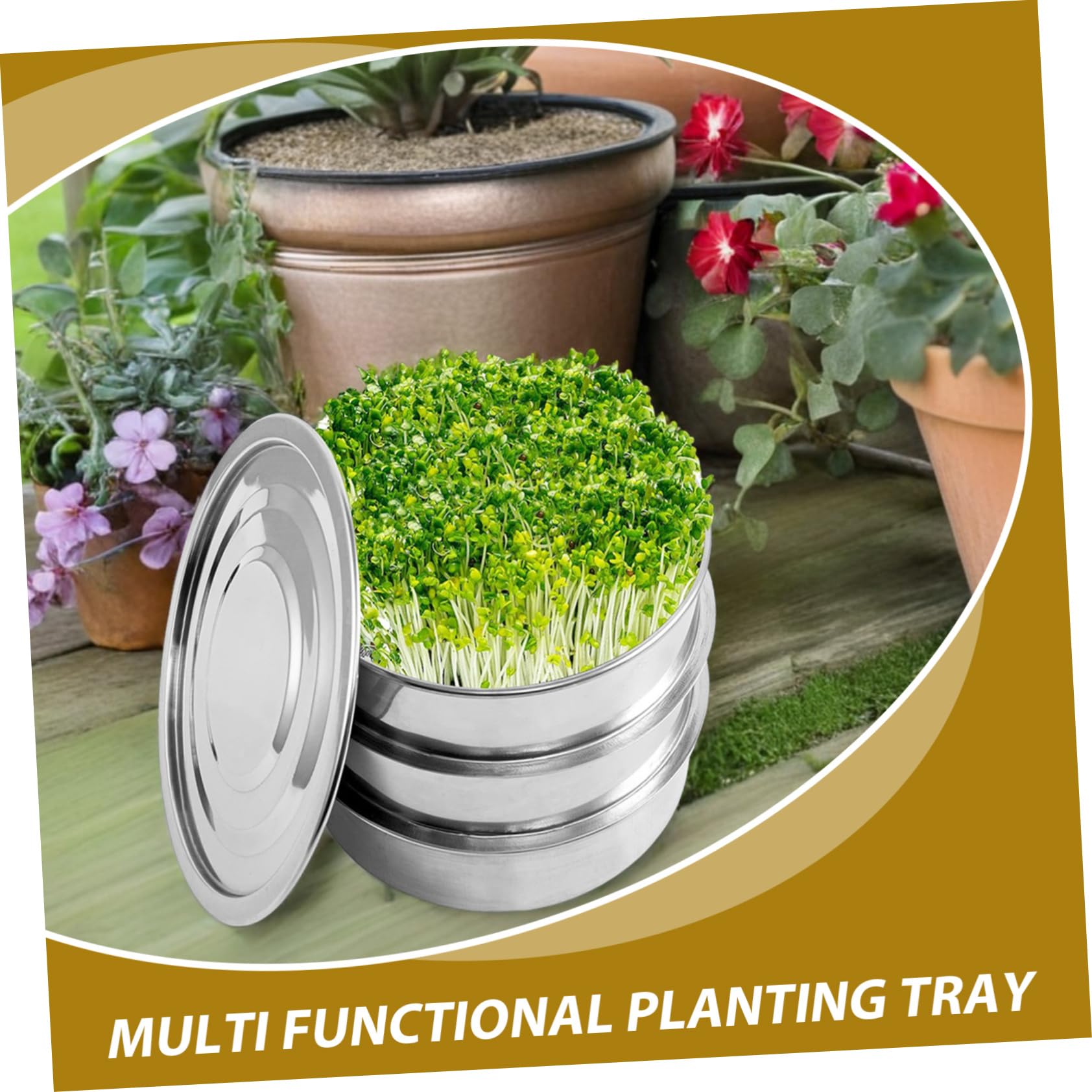 Yardwe 1 Juego Kit de Germinación Inoxidable Apilable con Tapa para de Alfalfa Frijoles y de Trigo Bandejas y Tapa para Casa y Comercial