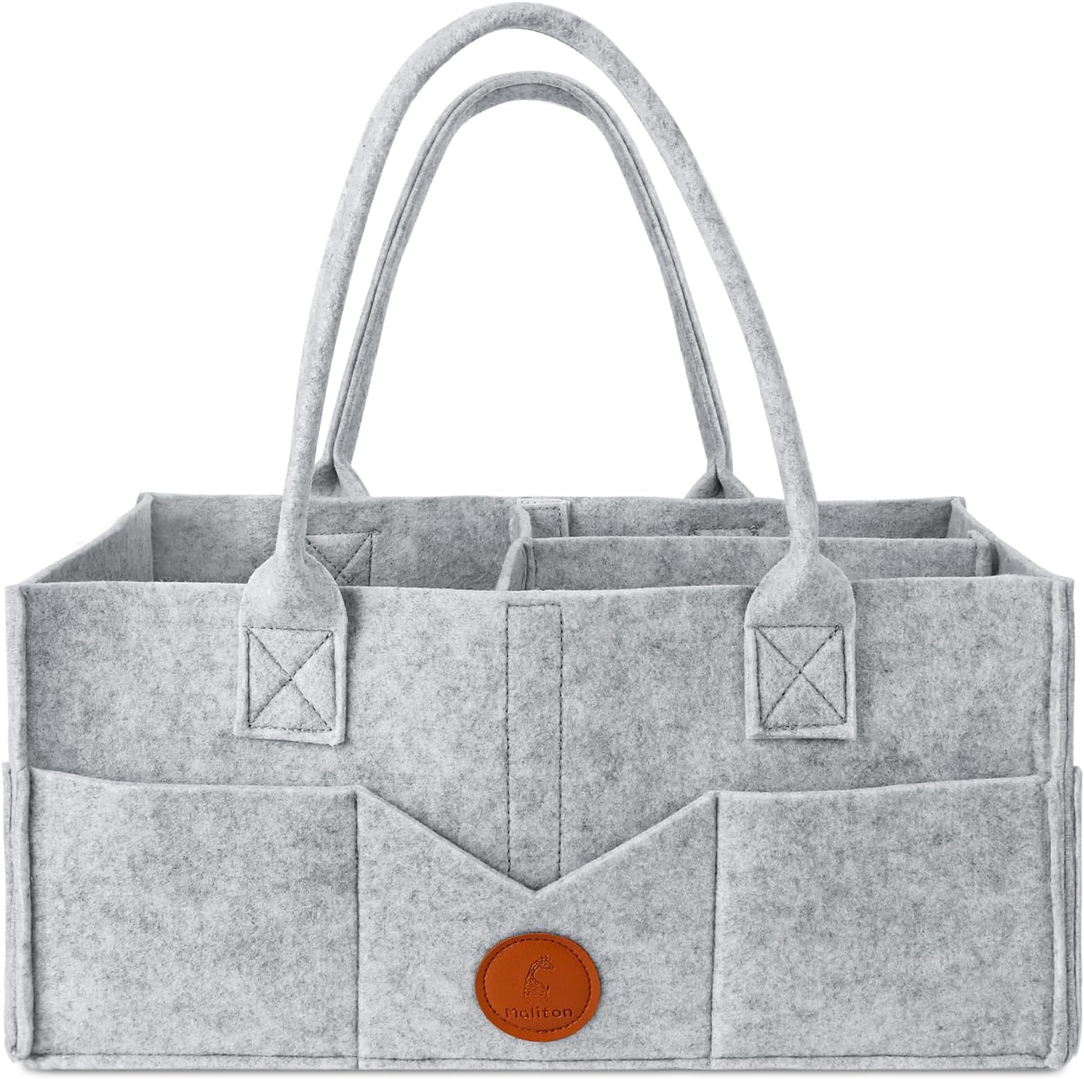 Maliton Nappy Caddy, Newborn Essentials for Diaper Caddy, Sturdy Portable Washable Baby Caddy with Detachable Compartments. Baby Shower Gifts for Mum, Nappy Organiser for Indoor Outdoor, Grey