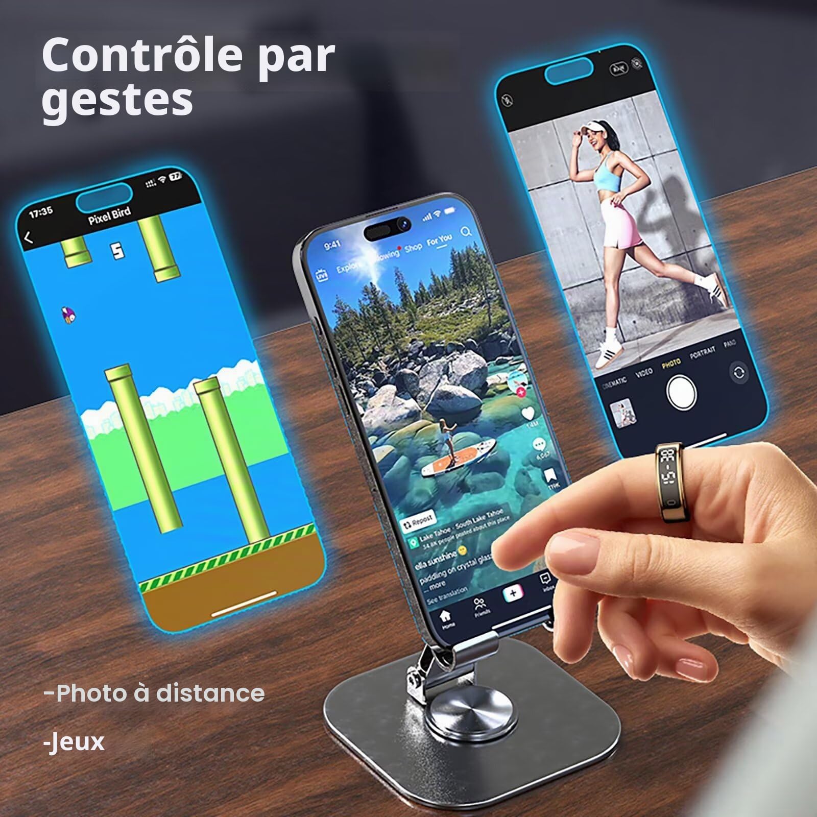 Bague intelligente en acier inoxydable pour homme et femme - Étanche - 5 ATM - Suivi de fitness - Android iOS - Suivi du sommeil - Moniteur de fréquence cardiaque - Suivi de fitness - Podomètre