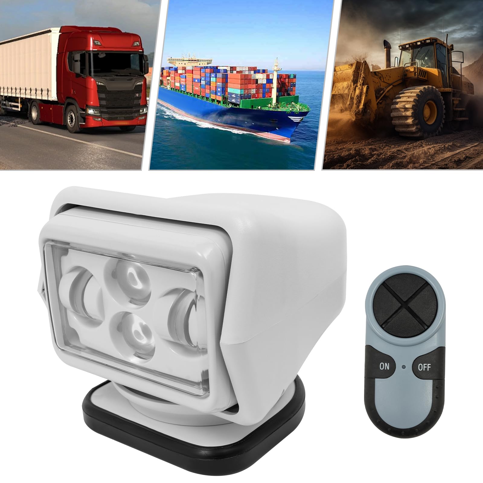 LED Suchscheinwerfer, LED Arbeitsscheinwerfer mit Fernbedienung, 60W 600m 8000LM, IP67 Wasserdicht 360° Drehbar, Arbeitsleuchte Funkfernsteuerbar für Geländewagen ATV Trucks Boote (Weiß)