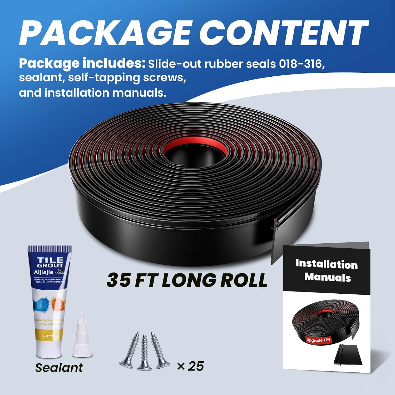 018-316 RV EK Seal Base with 2-7/8" Wiper, 35' X 3.66" X 0.5", Black Rubber 018-316 EK RV Slide Out Seal Base Replacement Weather Stripping - Compatible with Most RVs and Travel Trailer Models