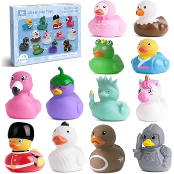 12 Bath Ducks for Toddlers No Holes Mould-Proof Bath Toy Floating Water Toy for Baby Paddling Pool Educational Sensory Toy from 18+ Months Boys Girls
