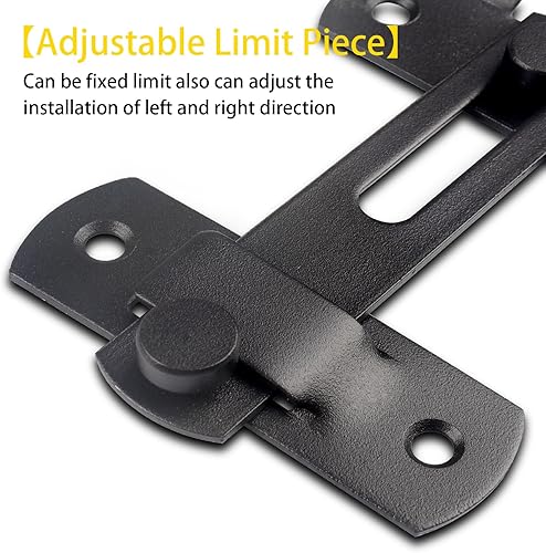 Miniatura 4 de Paquete de 4 pestillos para puerta de granero, acabado negro mate de 180 grados para valla de madera de granero, puertas francesas correderas,