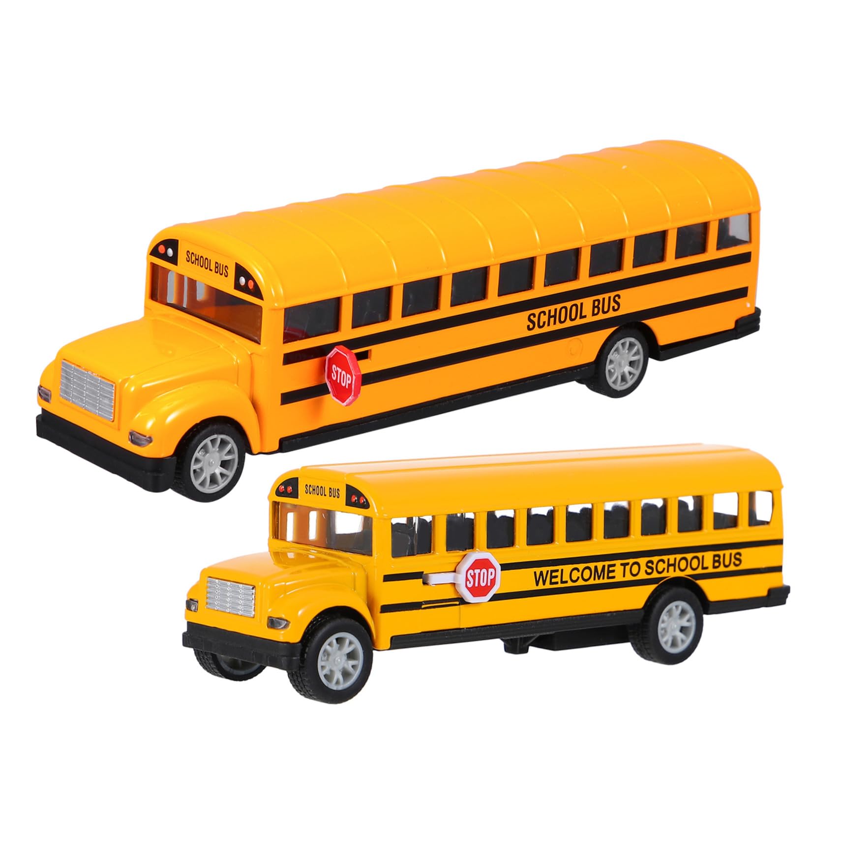 Toyvian Modelo de Autobús Escolar de Aleación Retroceso, 2 Piezas