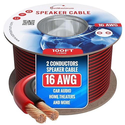 Cables Direct Online Speaker Cable 100FT 16AWG 2 Conductors (16/2) CL3 Rated CCA (Copper Clad Aluminum) Black and Red Jacket Compatible with Low Voltage LED Wire, Car Audio, Home Theater