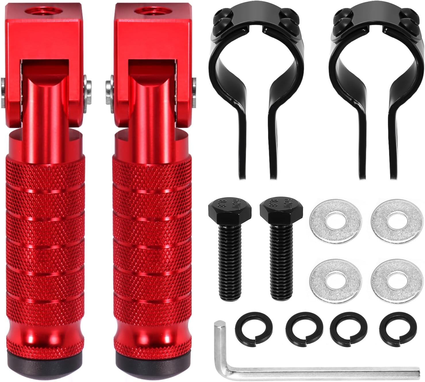 Universal Foot Pegs Non-sliding Footrest Motorcycle Bicycle Folding Foot Pegs 90 Degree Foldable Electric Motorbike Passenger Footrests Rearsets Rear Set Footpegs Foot Rest Pedals (Orange)