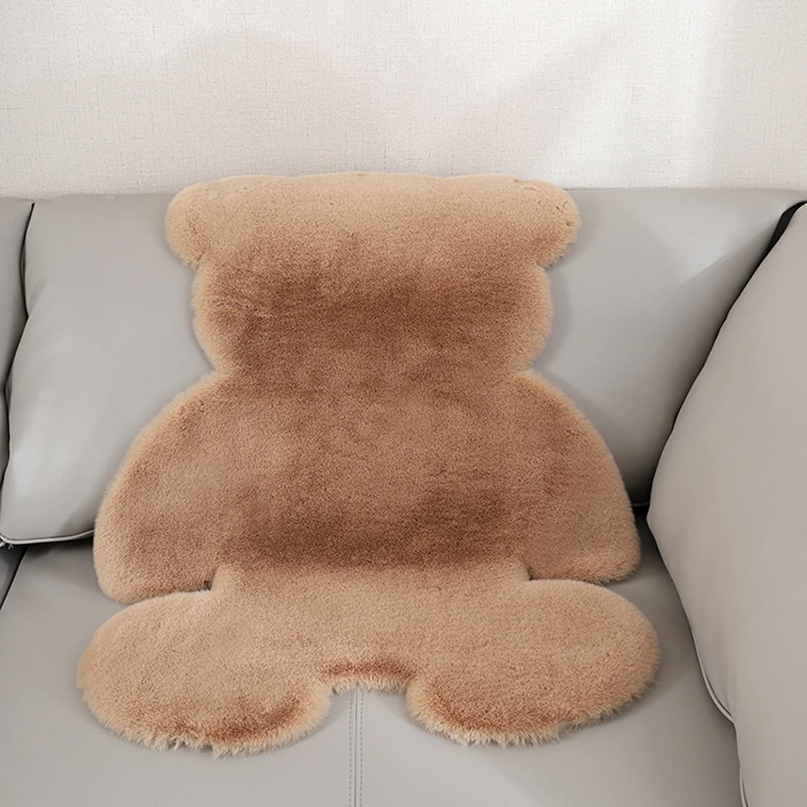 Kunstfell Bären Teppich, Teppich Hochflor Flauschig, 75x105cm | Teppich Bär für Wohnzimmer, Schlafzimmer & am Bett, Polyester-Acryl-Mischung, Plüschig & Shaggy, Süßes Zimmerdeko, Braun