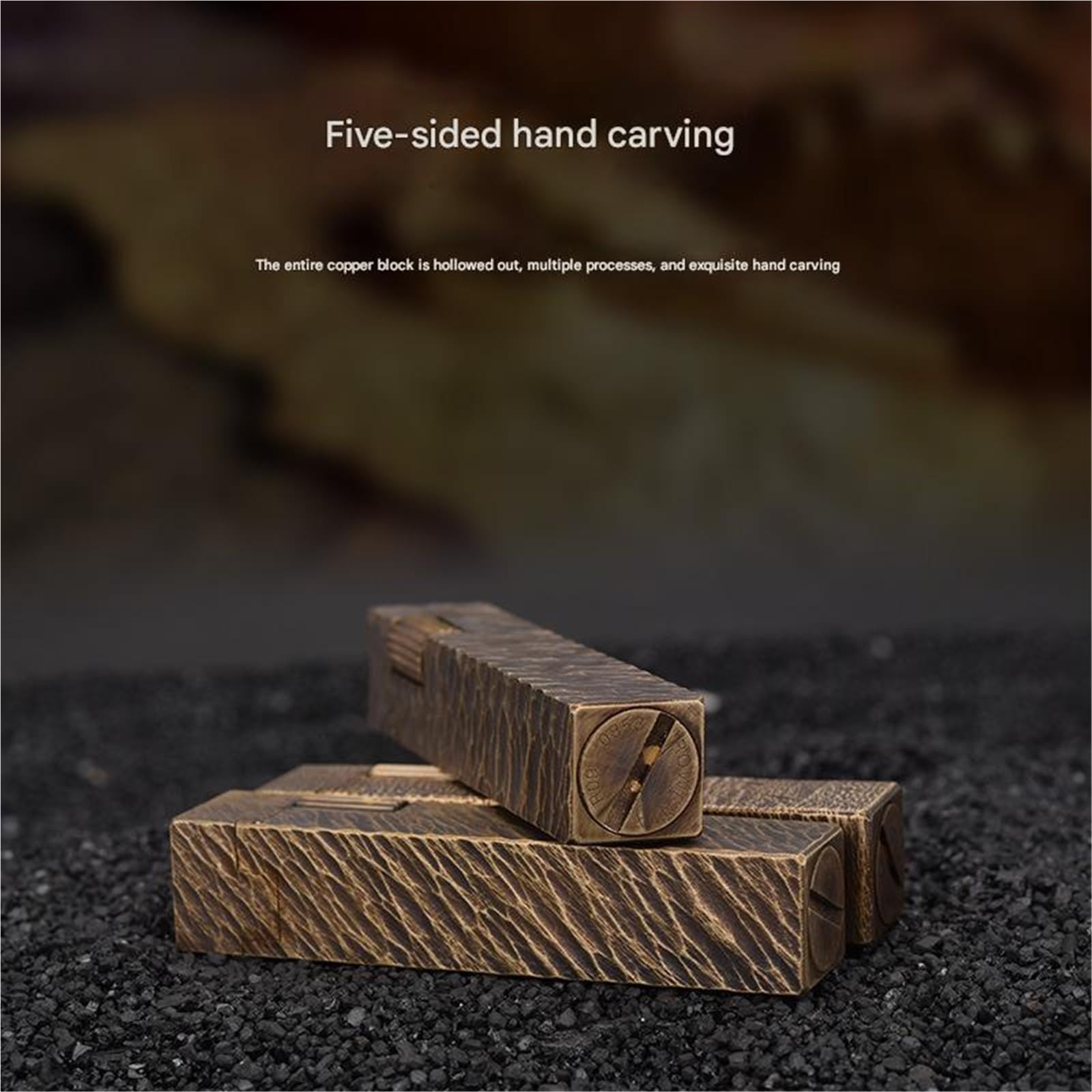Briquet à kérosène en laiton gravé - Vintage - 4 côtés - Réutilisable - Pour collecter, camping et événements en plein air