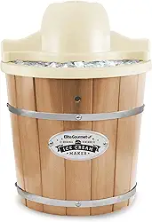 Elite Gourmet EIM-924L, 4 Qt. Máquina de sorvete motorizada elétrica e sal de pedra, 4 litros, lata congelante, sorvete cremoso, gelato, iogurte congelado ou sorbet, folheto de receitas