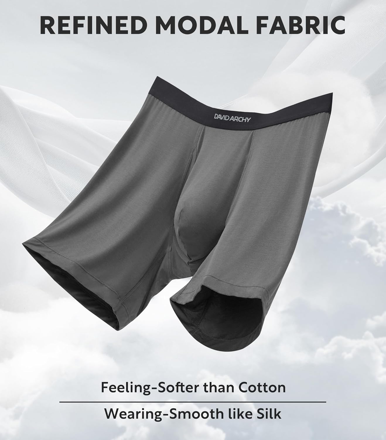 DAVID ARCHY Mens Underwear Breathable Second Skin Soft Modal Boxer Briefs for Men Pack, Wide Waistband No Ride Up - Image 6