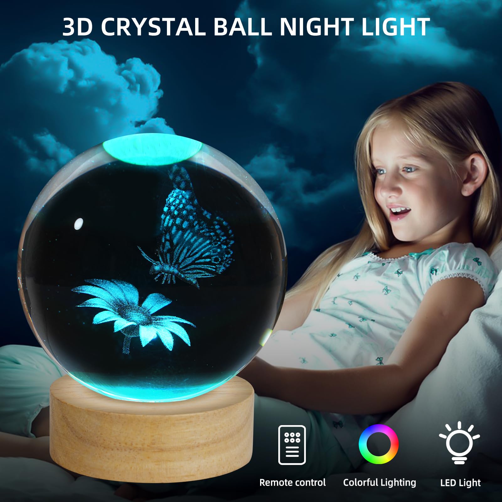 Amazon.co.jp: ZXBLAQ 3Dクリスタルボールナイトライト