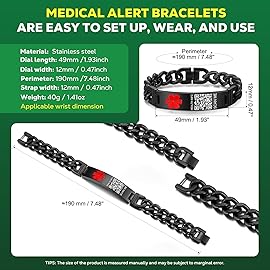 Medical Bracelets with QR Code for Women Medical Alert Id Bracelet - Sterling Silver Chain 7\'\'-9\'\' - More Space Custom Emergency ID Info