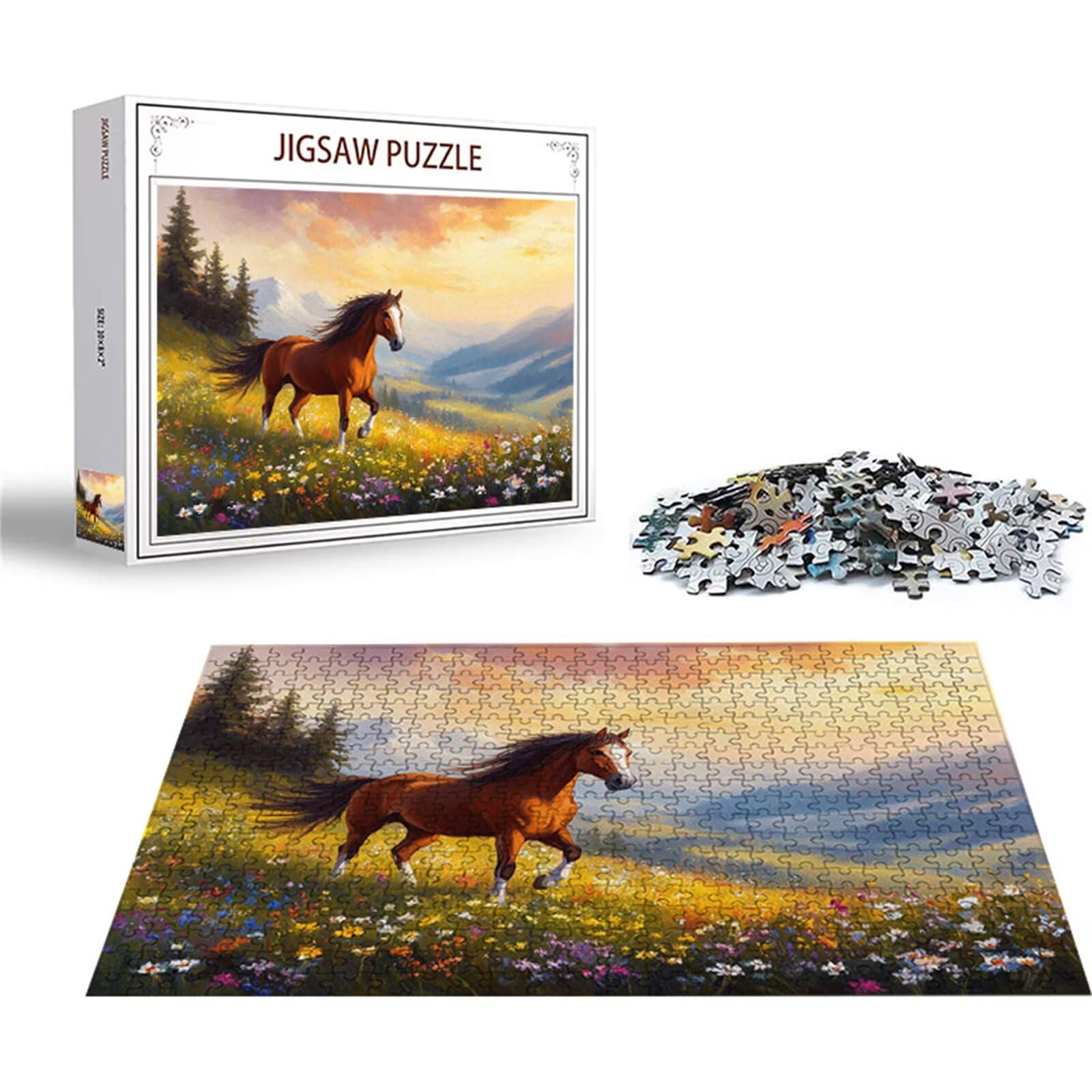 Puzzle 2000 sztuk koń puzzle kwiat układanki drewniane, klasyczne dla dorosłych diY gra wyzwanie idealnie pasują między nimi literami z tyłu Wysokiej jakości układanki dla dzieci dorosłych wiek 14 lat