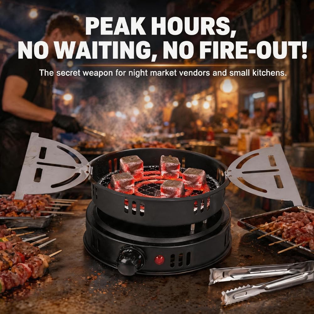RANJIMA Allume-charbon électrique pour chicha, grille-pain avec pince, 1000 W, allume-charbon électrique pour charbon, câble extérieur, accessoire de barbecue à charbon électrique, allume-charbon de