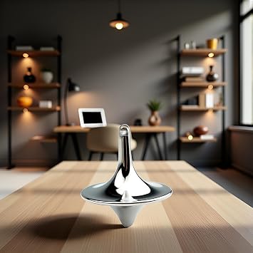 Silver Accurate Spinning Top,Portable Precision Metal Spinner Top Premium Exquisite Perfect Balance Desktop Gyro Vintage Totem Spinning Top Desk Little Fidget Decoration,Spinning Tops