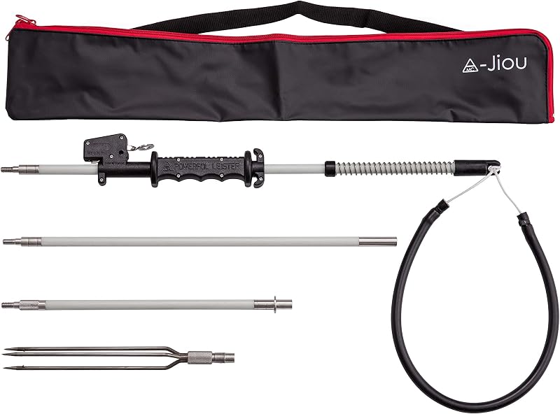 Fishing Pole Spear Trigger Glass Fiber 5.5' Travel 3 Pieces Hawaiian Sling with 3 Prong Tip and Bag