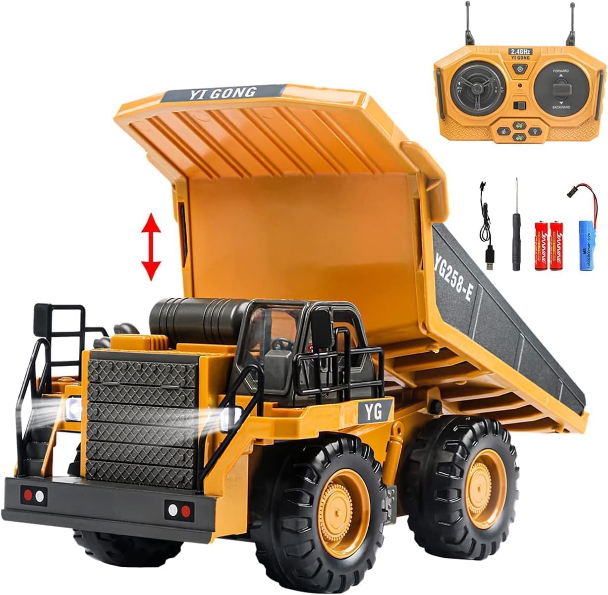 kudkid Remote Control Dump Truck, RC Truck Toys, Heavy Duty Metal