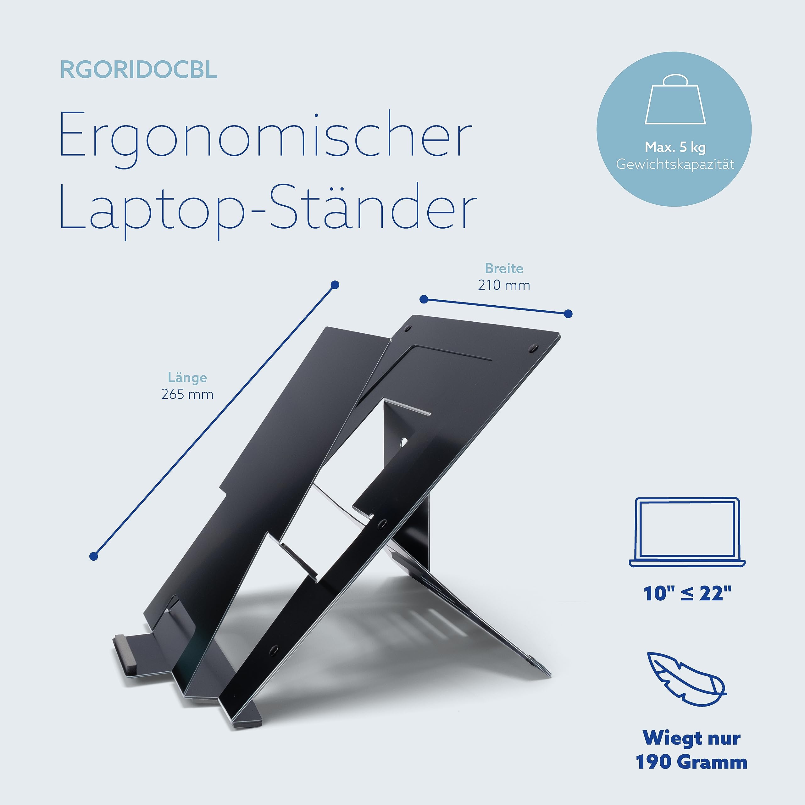 R-GO Riser Document, Laptop Ständer mit Dokumentenhalter, Verstellbarer Laptop Riser Für Büro Oder Zuhause, Ultra-Dünnes Aluminium, Kompatibel für Laptops (10-22 Zoll), Schwarz