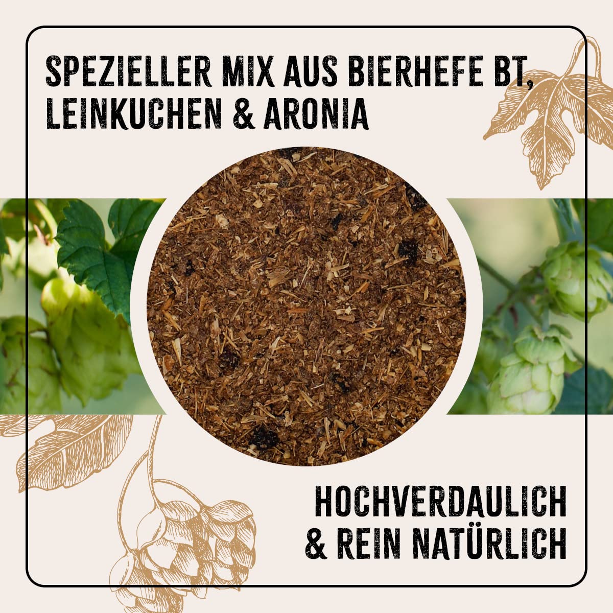FarmLife Lievito di birra per polli e pollame, mix speciale, 1 kg, integratore naturale in lievito di birra BT, bacche di aronia e farina di torta di lino, supporta la digestione, la pelle e la