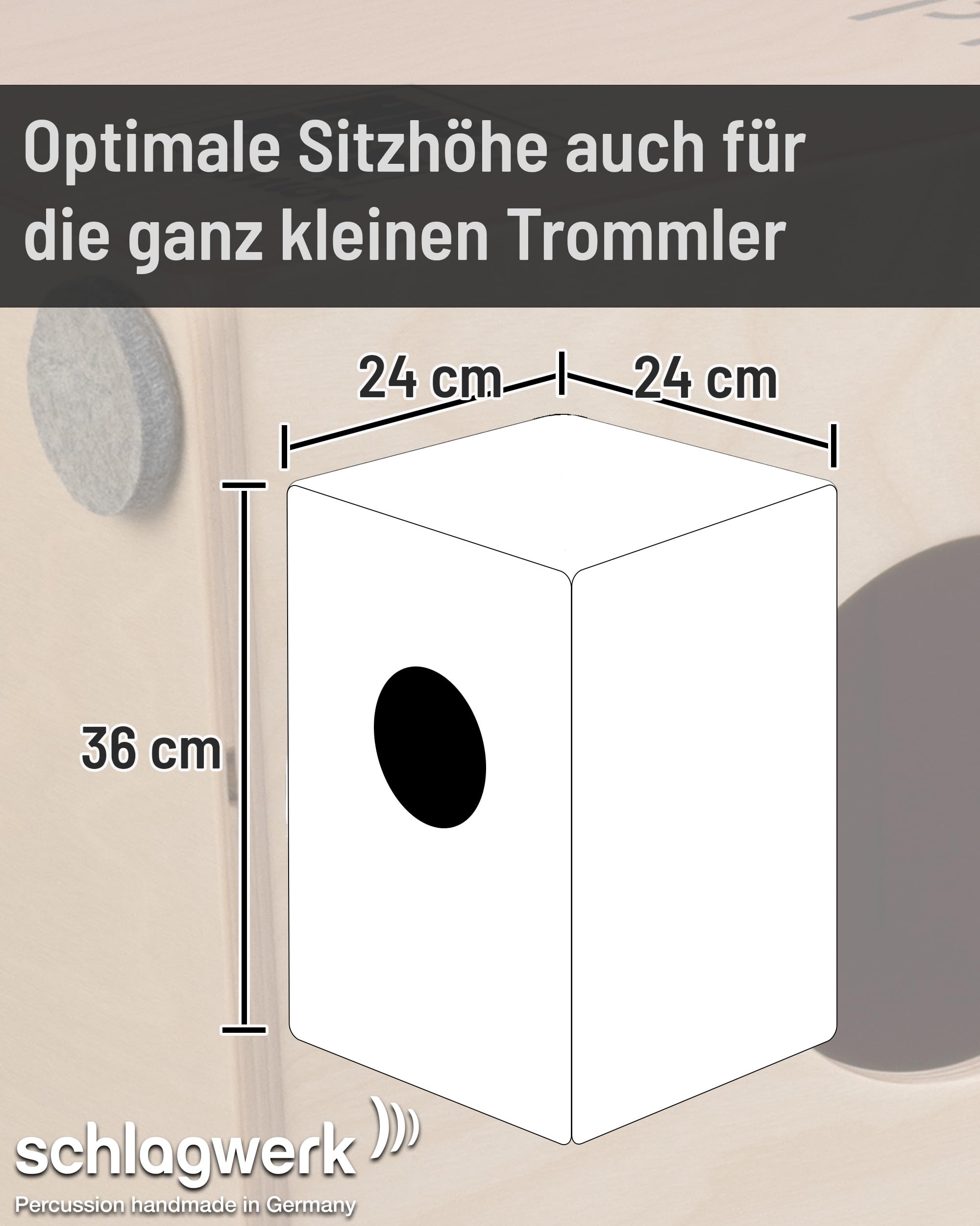 Schlagwerk CP400SB Star Box Kids Cajon - Cajon Instrument speziell für Kinder und kleine Trommler - Musikinstrument Schlagzeug für Kinder mit Snare 24 x 24 x 36 cm - Made in Germany