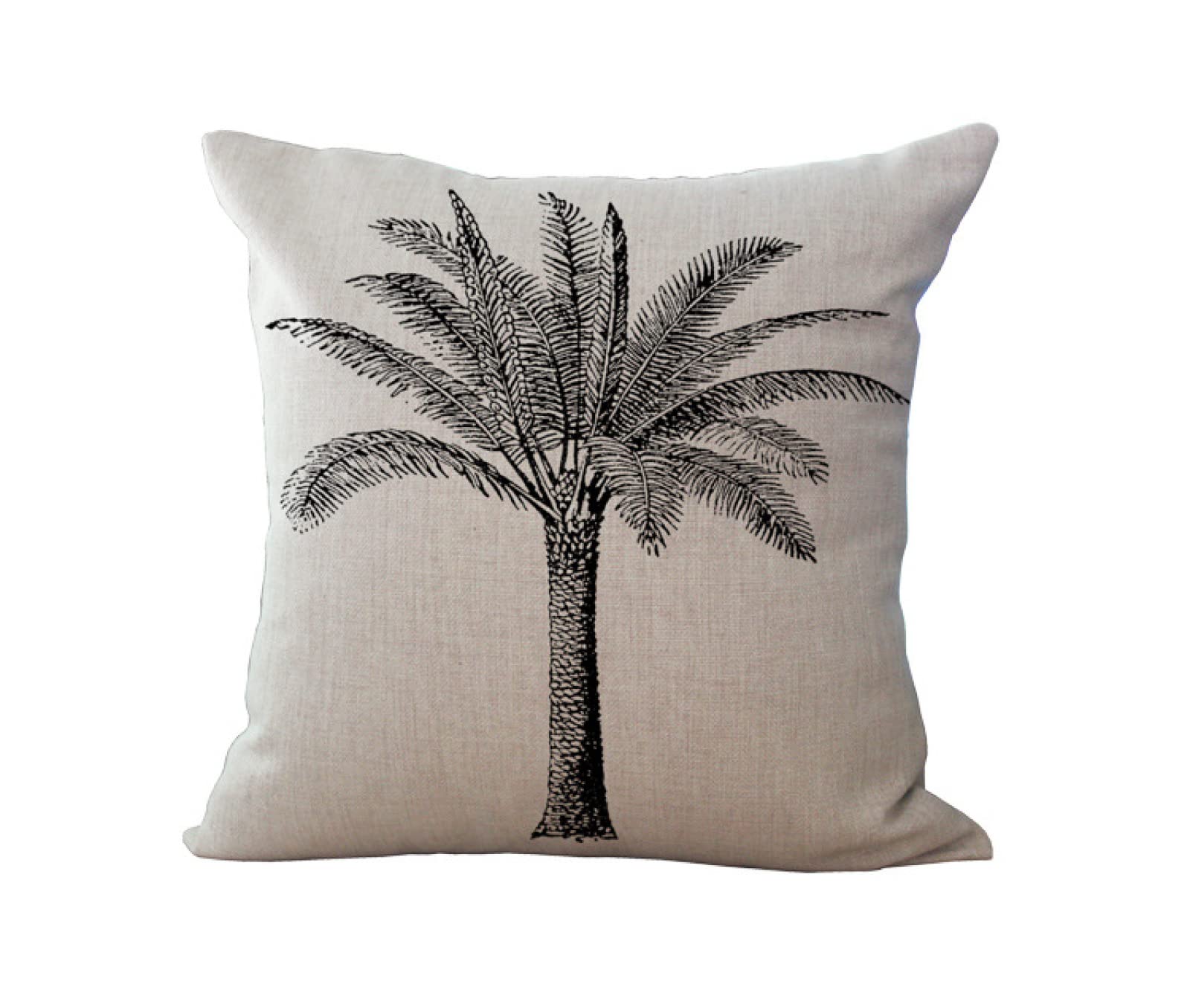 Cushions 50x50cm Palm Tree Black Cushions Cotton Linen Outdoor Cushions for Living Room Sofa Bedroom Office Cushion with Invisible Zipper Decorative Square Garden Cushions