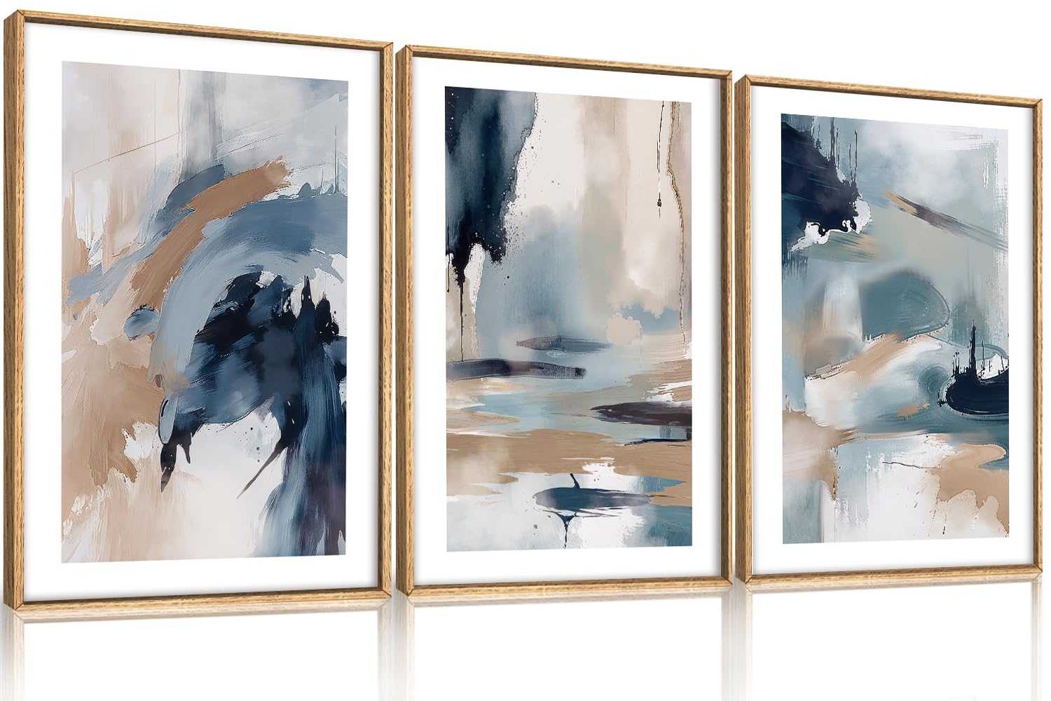 KAIRNE Blue Abstract Neutral Canvas