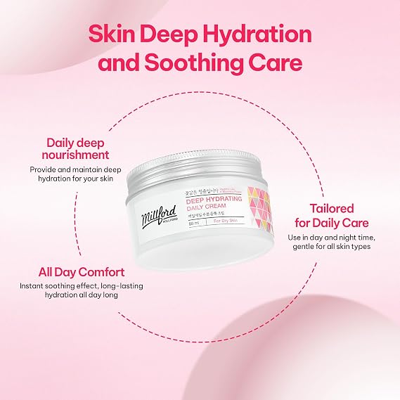 Deep Hydrating Daily Cream 80ml/2.7 fl.oz - Moisturizing Face Cream with Panthenol 10%, Hyaluronic Acid for Dry Skin, Soothing Barrier Care & Long-Lasting Moisture, Korean Skincare