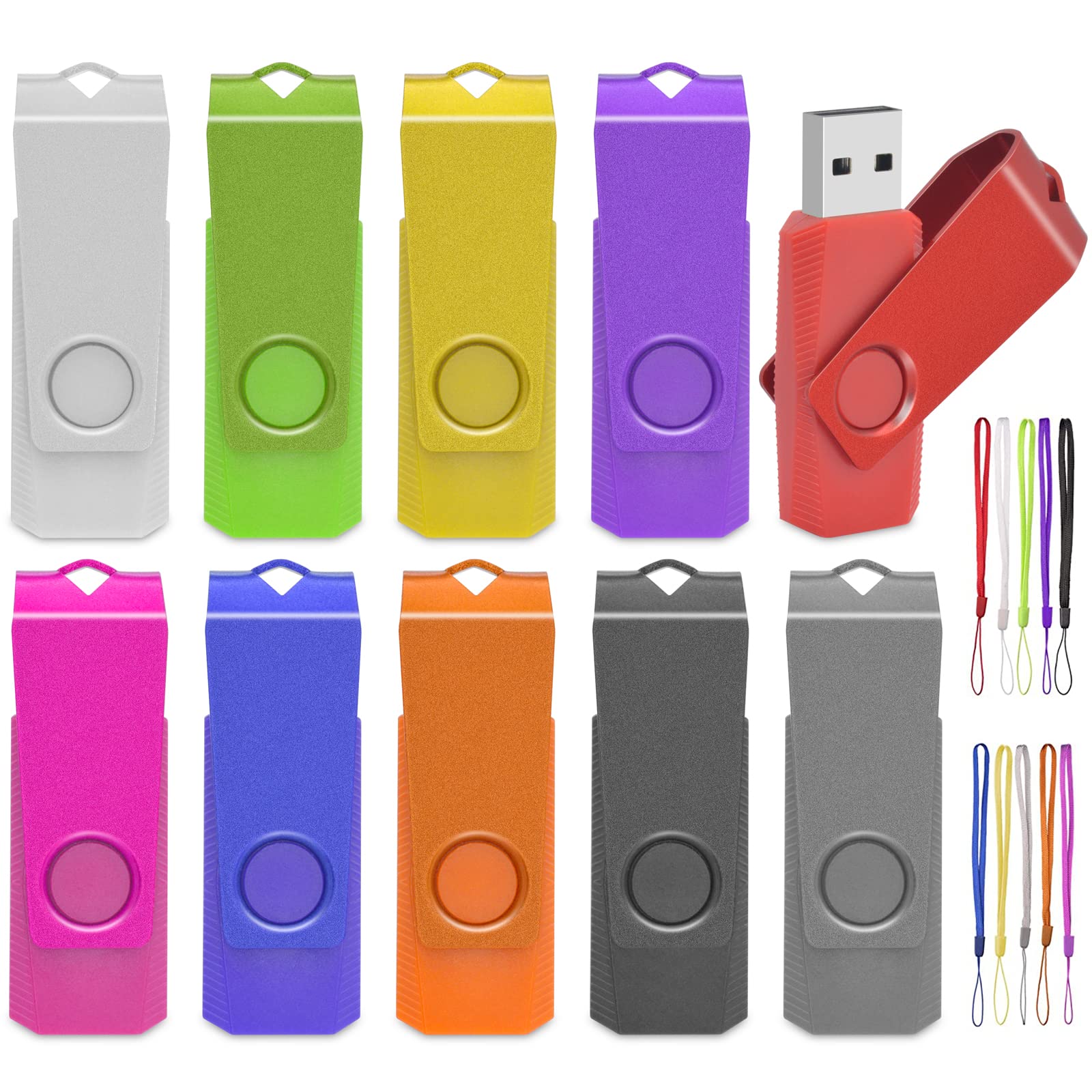 AreTop - Memoria USB 2.0 (4 GB, 10 unidades, memoria USB 2.0, alta velocidad, con cordón, memoria para PC, ordenador, ordenador portátil, coche