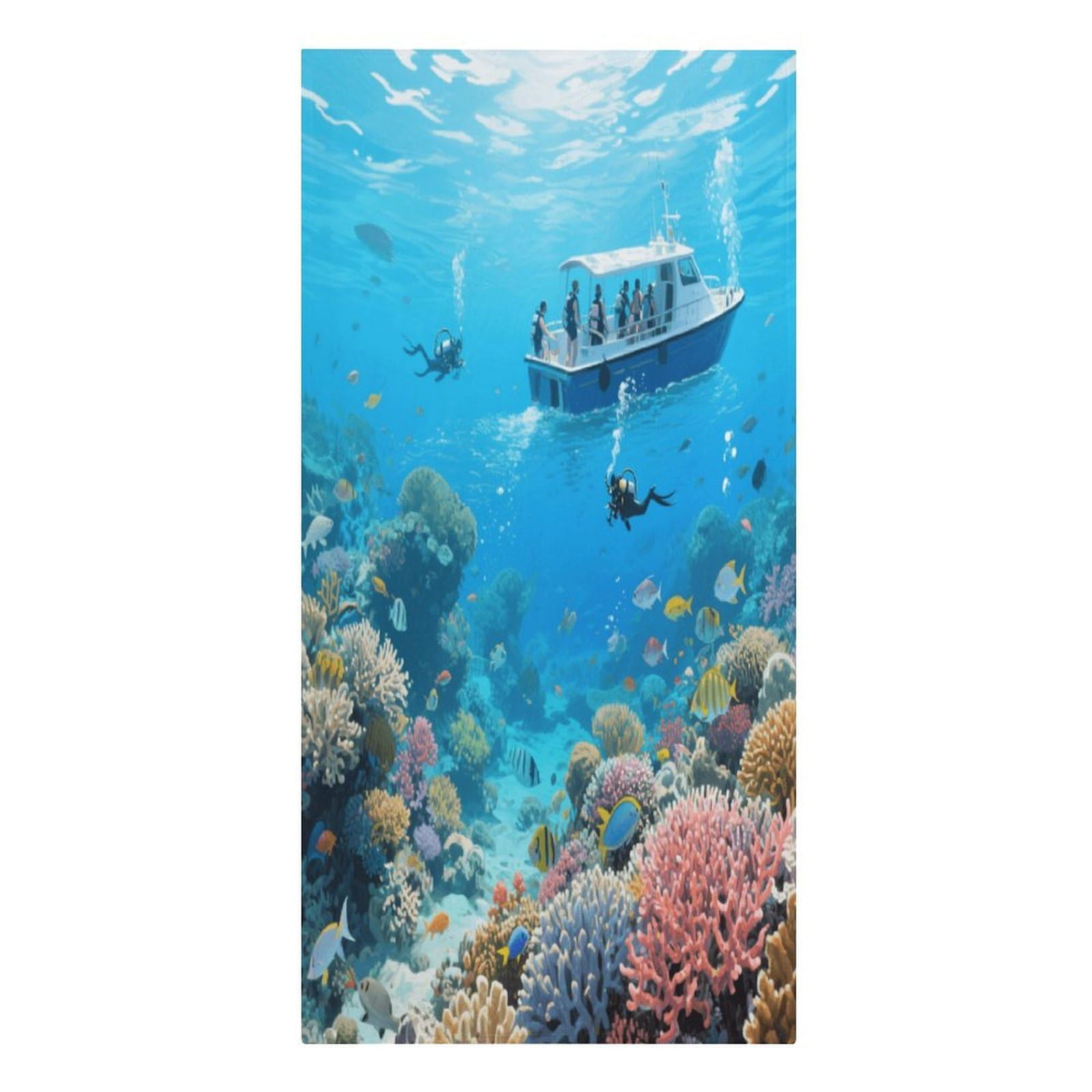 Fekiloot Men's Style Great Barrier Reef Seascape Large Beach Towel, Travel Towel For Adults Wo, Pool Towels For Beach, Camping, Swim Pool, Gym, Sports& Yoga 61.4"X30.3"