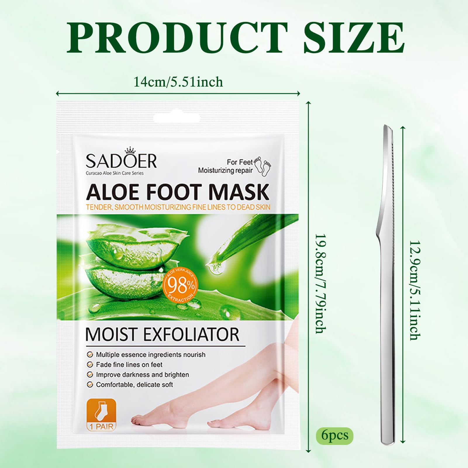 6 paia Maschera Esfoliante Piedi,Peeling Piedi,Idratante,Secchi e Screpolati,con Kit Pedicure per Uomo e Donna,Aloe Vera