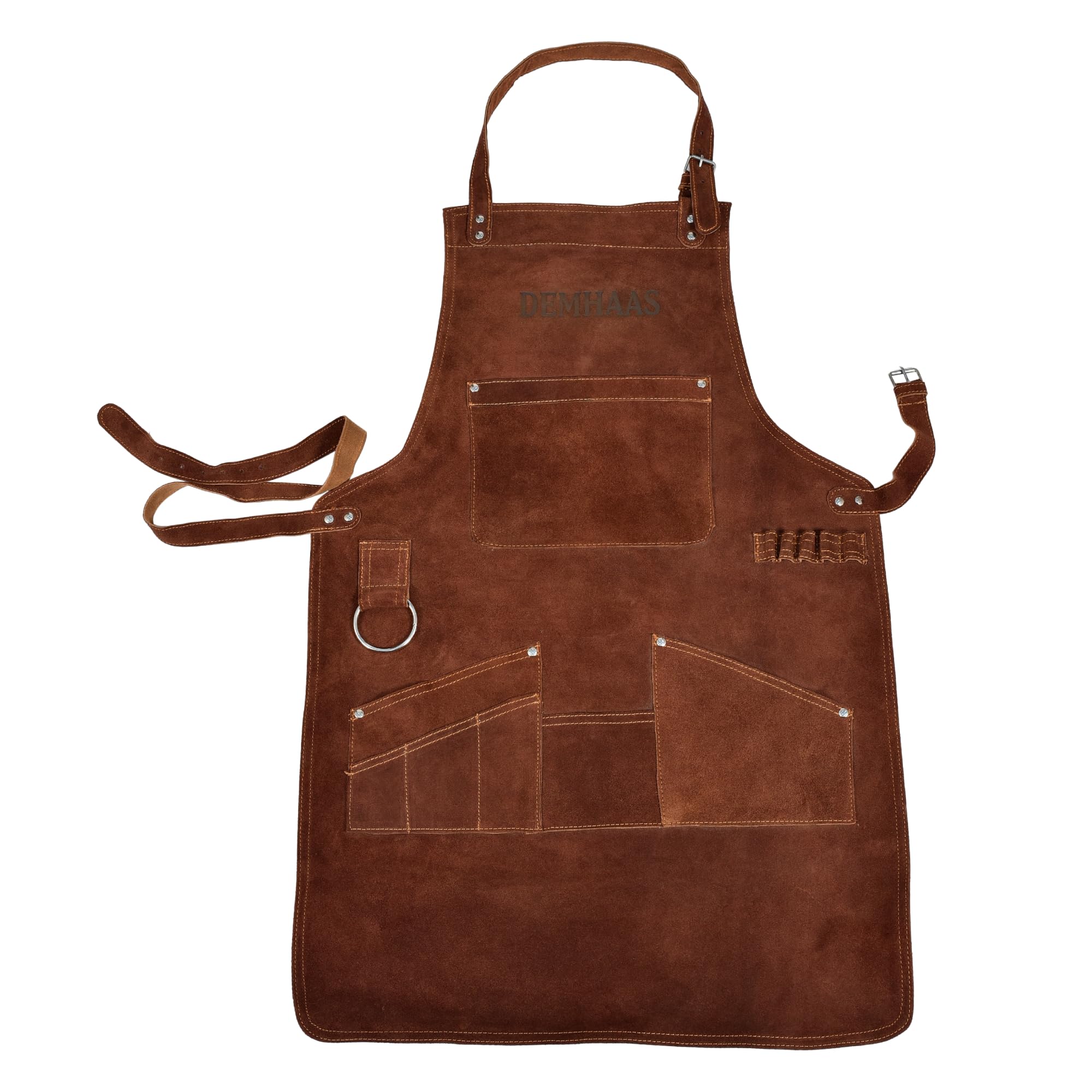 Premium Wildleder-Grillschürze mit Innenfutter – Handgefertigte BBQ-Lederschürze für Männer & Frauen | Weiches Rindsleder, Taschen & Halterungen